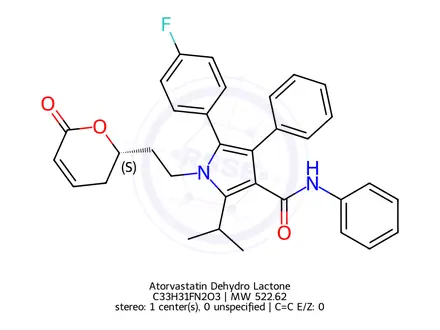 Chemical structure of Atorvastatin Dehydro Lactone