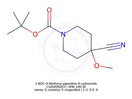 Chemical structure of 1-BOC-4-Methoxy-piperidine-4-carbonitrile