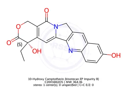 Chemical structure of 10-Hydroxy Camptothecin (Irinotecan EP Impurity B)