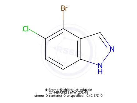 Chemical structure of 4-Bromo-5-chloro-1H-indazole
