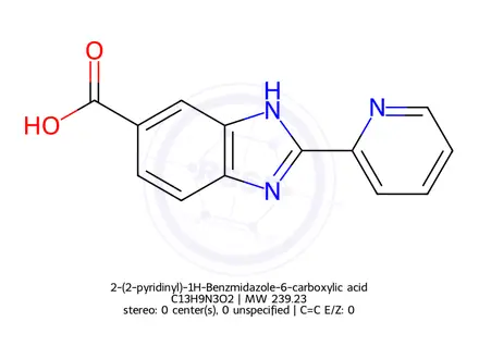 Chemical structure of 2-(2-pyridinyl)-1H-Benzmidazole-6-carboxylic acid