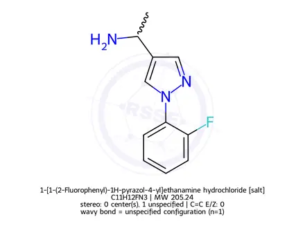Chemical structure of 1-[1-(2-Fluorophenyl)-1H-pyrazol-4-yl]ethanamine hydrochloride