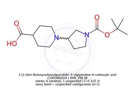 Chemical structure of 1-(1-(tert-Butoxycarbonyl)pyrrolidin-3-yl)piperidine-4-carboxylic acid