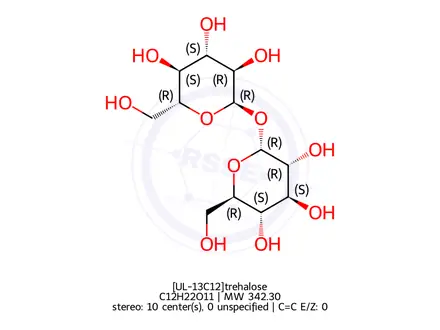 Chemical structure of α,α-[UL-13C12]trehalose