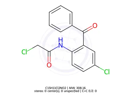 Chemical structure of 2-(chloroacetamido)-5-chlorobenzophenone