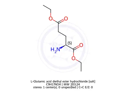 Chemical structure of L-Glutamic acid diethyl ester hydrochloride;