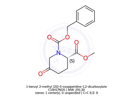 Chemical structure of 1-benzyl 2-methyl (2S)-5-oxopiperidine-1,2-dicarboxylate