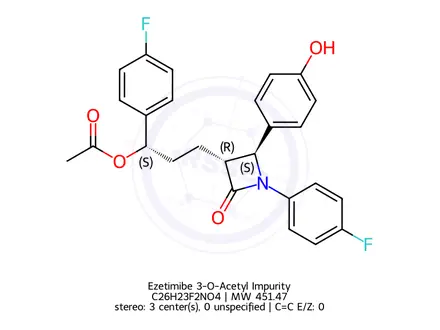 Chemical structure of Ezetimibe 3-O-Acetyl Impurity
