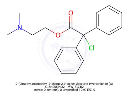 Chemical structure of 2-(Dimethylamino)ethyl 2-chloro-2,2-diphenylacetate hydrochloride