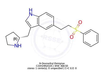 Chemical structure of N-Desmethyl Eletriptan