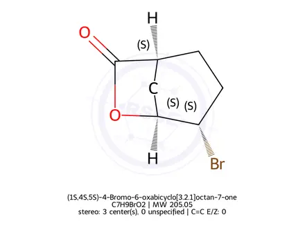 Chemical structure of (1S,4S,5S)-4-Bromo-6-oxabicyclo[3.2.1]octan-7-one