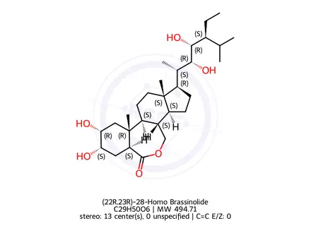 Chemical structure of (22R,23R)-28-Homo Brassinolide