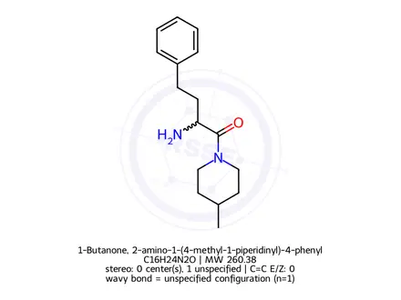 Chemical structure of 1-Butanone, 2-amino-1-(4-methyl-1-piperidinyl)-4-phenyl-