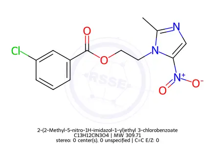 Chemical structure of 2-(2-Methyl-5-nitro-1H-imidazol-1-yl)ethyl 3-chlorobenzoate