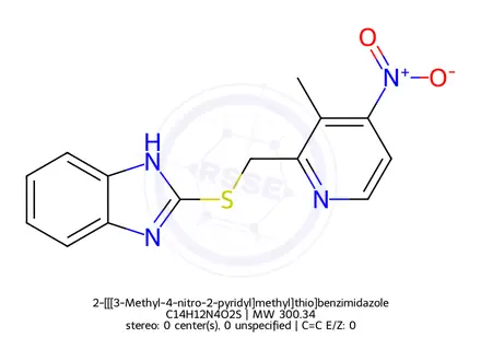 Chemical structure of 2-[[[3-Methyl-4-nitro-2-pyridyl]methyl]thio]benzimidazole