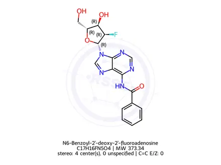 Chemical structure of N6-Benzoyl-2'-deoxy-2'-fluoroadenosine