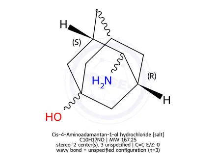 Chemical structure of Cis-4-Aminoadamantan-1-ol hydrochloride