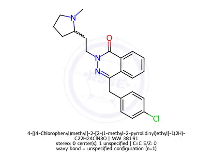 Chemical structure of 4-[(4-Chlorophenyl)methyl]-2-[2-(1-methyl-2-pyrrolidinyl)ethyl]-1(2H)-phthalazinone Hydrochloride