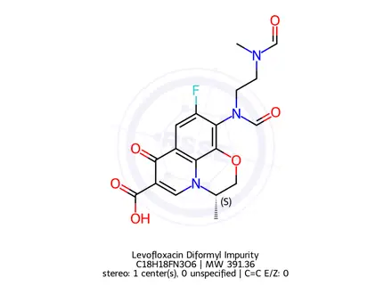 Chemical structure of Levofloxacin diformy Impurity 14