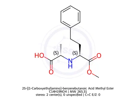 Chemical structure of 2S-[(1-Carboxyethyl)amino]-benzenebutanoic Acid Methyl Ester
