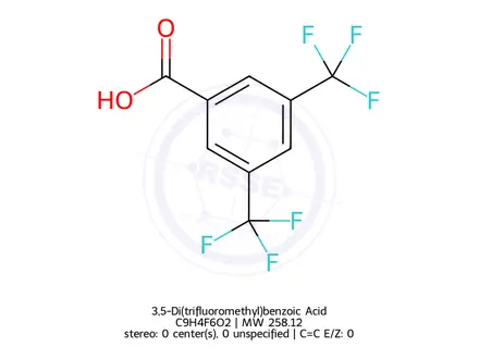 Chemical structure of 3,5-Di(trifluoromethyl)benzoic Acid
