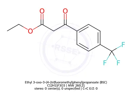Chemical structure of Ethyl 3-oxo-3-(4-(trifluoromethyl)phenyl)propanoate (BSC)