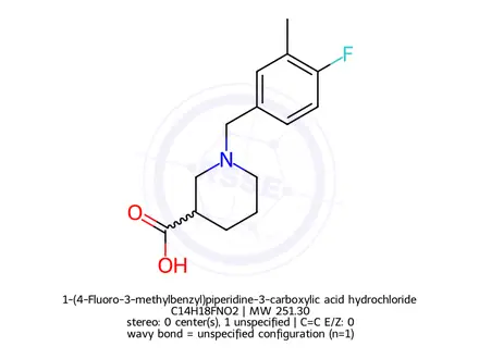 Chemical structure of 1-(4-Fluoro-3-methylbenzyl)piperidine-3-carboxylic acid hydrochloride