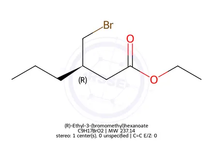 Chemical structure of (R)-Ethyl-3-(bromomethyl)hexanoate