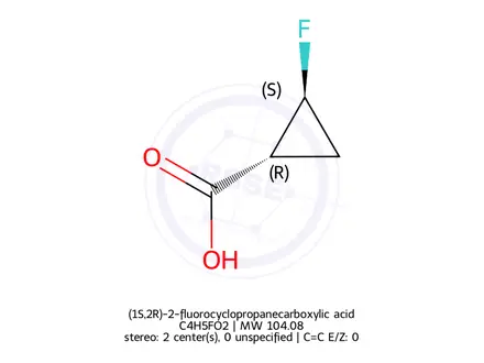 Chemical structure of (1S,2R)-2-fluorocyclopropanecarboxylic acid