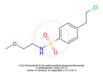 Chemical structure of 4-(2-Chloroethyl)-N-(2-methoxyethyl)-benzenesulfonamide