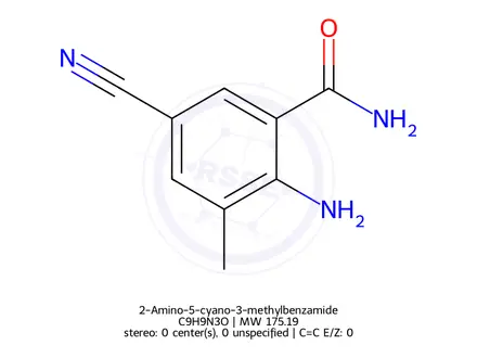 Chemical structure of 2-Amino-5-cyano-3-methylbenzamide