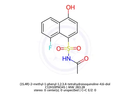 Chemical structure of (1S,4R)-2-methyl-1-phenyl-1,2,3,4-tetrahydroisoquinoline-4,6-diol