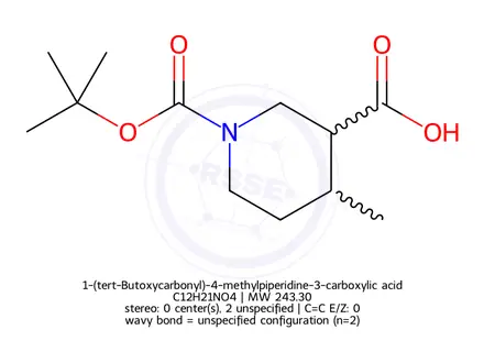 Chemical structure of 1-(tert-Butoxycarbonyl)-4-methylpiperidine-3-carboxylic acid