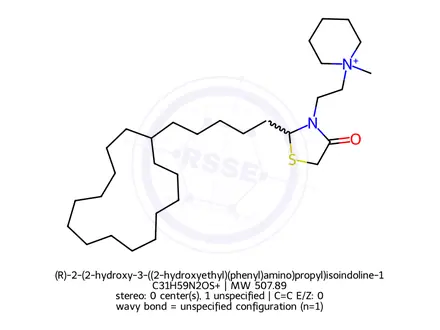 Chemical structure of (R)-2-(2-hydroxy-3-((2-hydroxyethyl)(phenyl)amino)propyl)isoindoline-1,3-dione