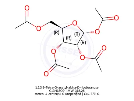Chemical structure of 1,2,3,5-Tetra-O-acetyl-alpha-D-ribofuranose