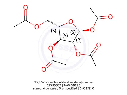 Chemical structure of 1,2,3,5-Tetra-O-acetyl-α-L-arabinofuranose