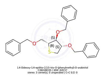 Chemical structure of 1,4-Dideoxy-1,4-epithio-2,3,5-tris-O-(phenylmethyl)-D-arabinitol