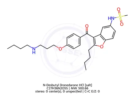 Chemical structure of N-Desbutyl Dronedarone HCl