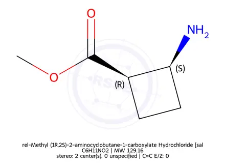 Chemical structure of rel-Methyl (1R,2S)-2-aminocyclobutane-1-carboxylate Hydrochloride