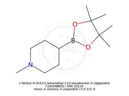 Chemical structure of 1-Methyl-4-(4,4,5,5-tetramethyl-1,3,2-dioxaborolan-2-yl)piperidine