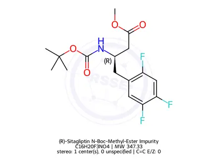 Chemical structure of (R)-Sitagliptin N-Boc-Methyl-Ester Impurity