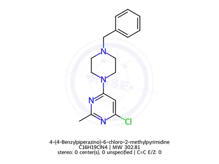 Chemical structure of 4-(4-Benzylpiperazino)-6-chloro-2-methylpyrimidine