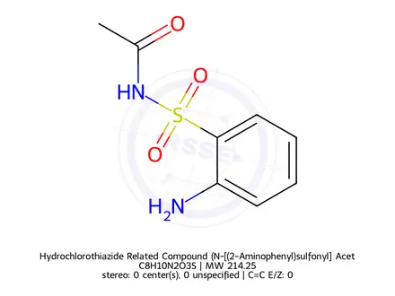 Chemical structure of Hydrochlorothiazide Related Compound (N-[(2-Aminophenyl)sulfonyl] Acetamide)
