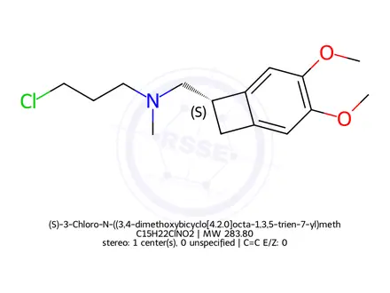 Chemical structure of (S)-3-Chloro-N-((3,4-dimethoxybicyclo[4.2.0]octa-1,3,5-trien-7-yl)methyl)-N-methylpropan-1-amine