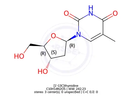 Chemical structure of β-Thymidine