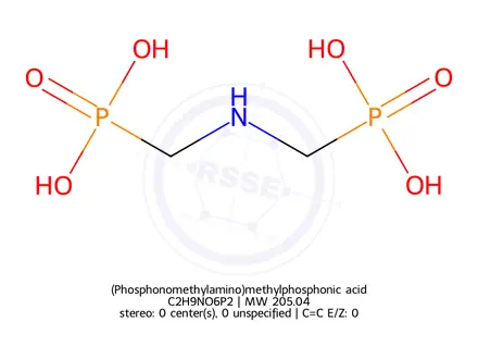 Chemical structure of (Phosphonomethylamino)methylphosphonic acid