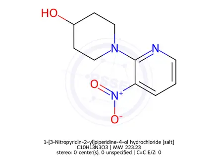 Chemical structure of 1-[3-Nitropyridin-2-yl]piperidine-4-ol hydrochloride
