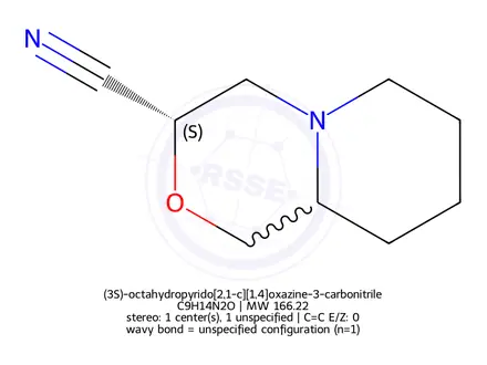 Chemical structure of (3S)-octahydropyrido[2,1-c][1,4]oxazine-3-carbonitrile