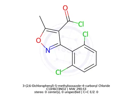 Chemical structure of 3-(2,6-Dichlorophenyl)-5-methylisoxazole-4-carbonyl Chloride