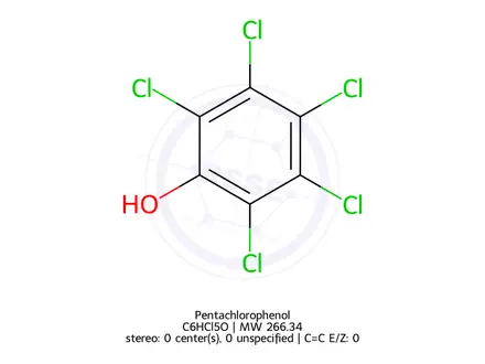 Chemical structure of Pentachlorophenol
